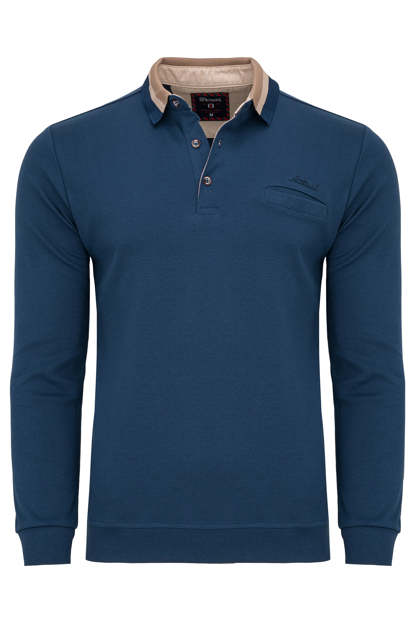 Long Pánská Halenka Modrá Polovka Kapsička Dlouhý Rukáv 100% Bavlna XXL