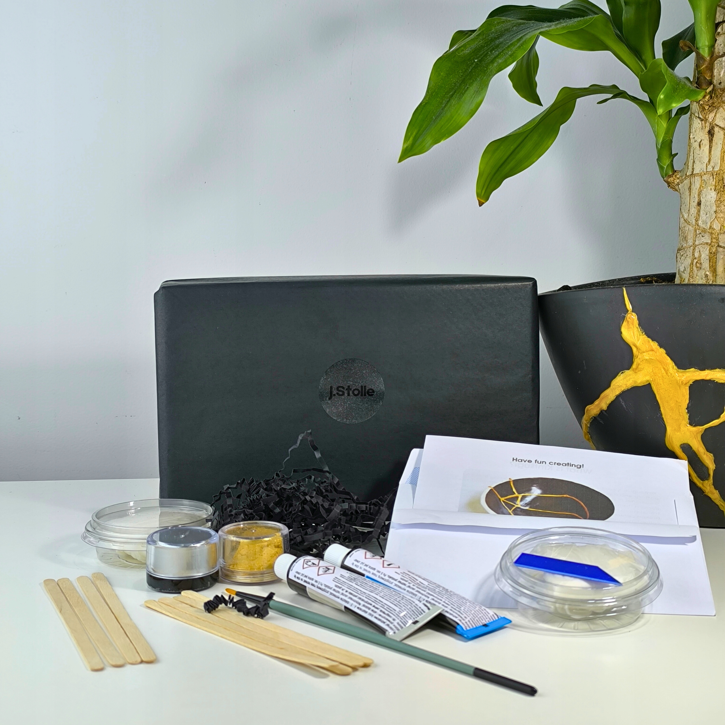 Sada na opravu keramiky Kintsugi Diy 2 barev zlatá a stříbro