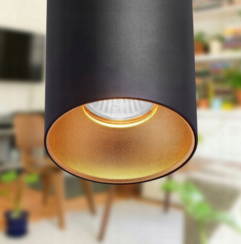 OPRAWA NATYNKOWA HALOGENOWA LED TUBA SUFITOWA GU10 35W CZARNO-ZŁOTA Rodzaj gwintu GU10