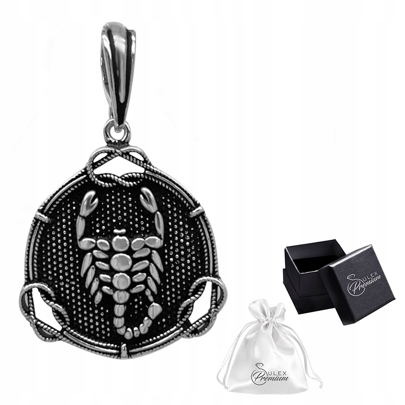 Kruhový přívěsek Stříbrný Oxidovaný Přívěsek Štír stříbro ryzost 925