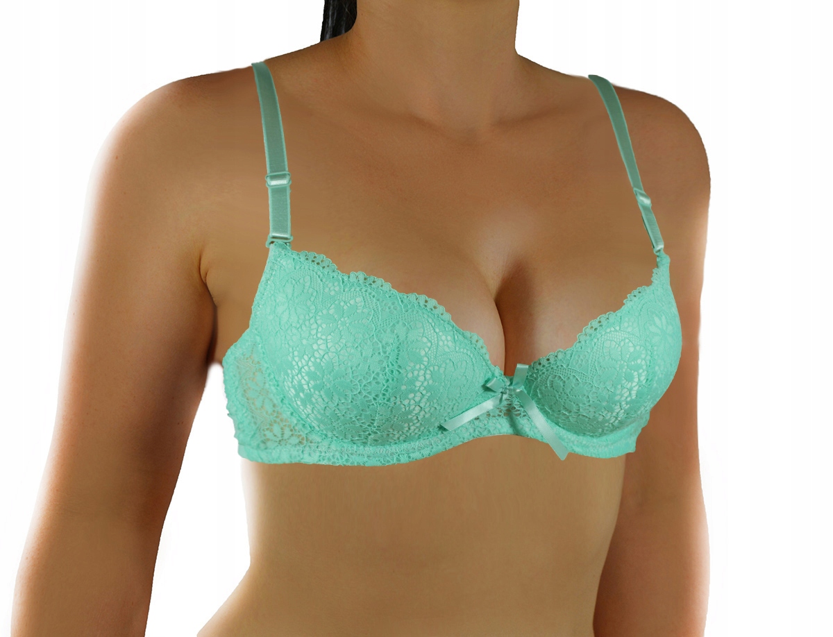 

Zmysłowy koronkowy push biustonosz B 80 seledyn