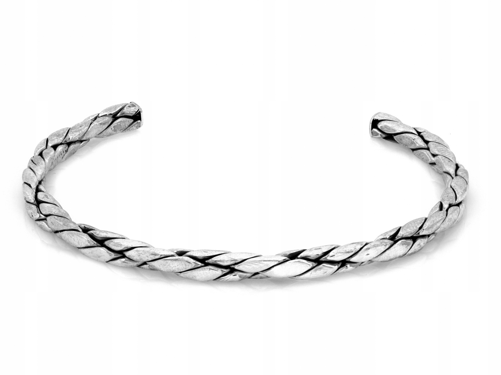 Stříbrný náramek pro ženu 925 Bangle, zkroucený, zdobený jako dárek r17
