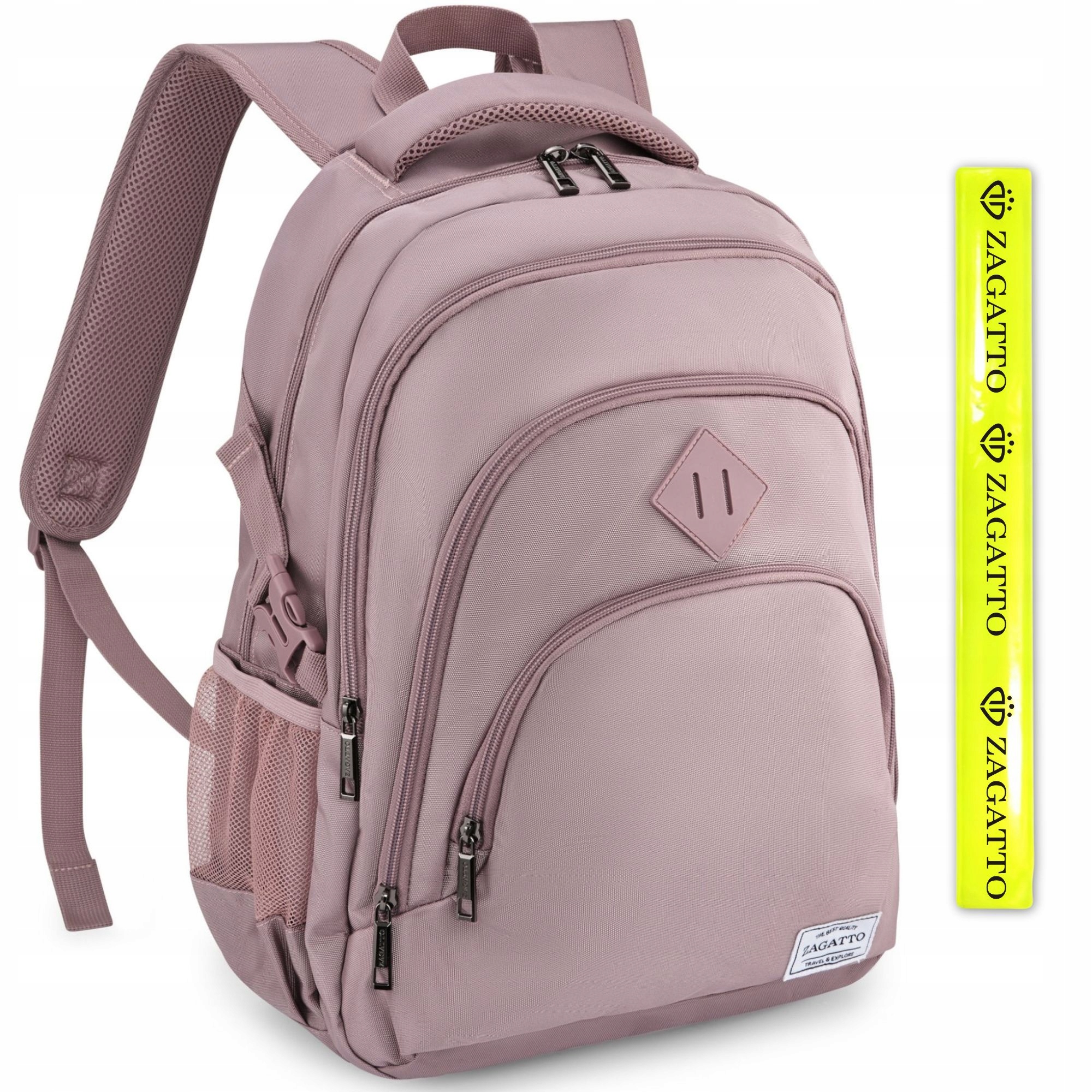Velký batoh růžový školní, prostorný, s prostorem pro 17" notebook Zagatto
