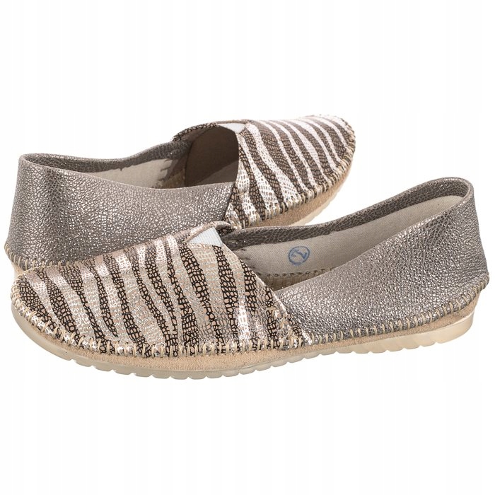 

Buty Damskie Półbuty Maciejka Srebrne Zebra 01930