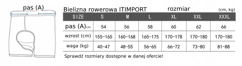 Szorty SPODENKI ROWEROWE Bokserki ŻEL WKŁADKA S Materiał dominujący poliester