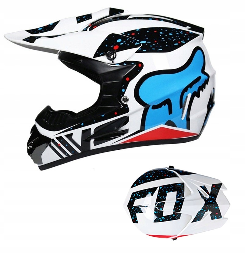 Kask Motocyklowy Crossowy Enduro Na Crossa Quada Motor Biały Fox Rozmiary