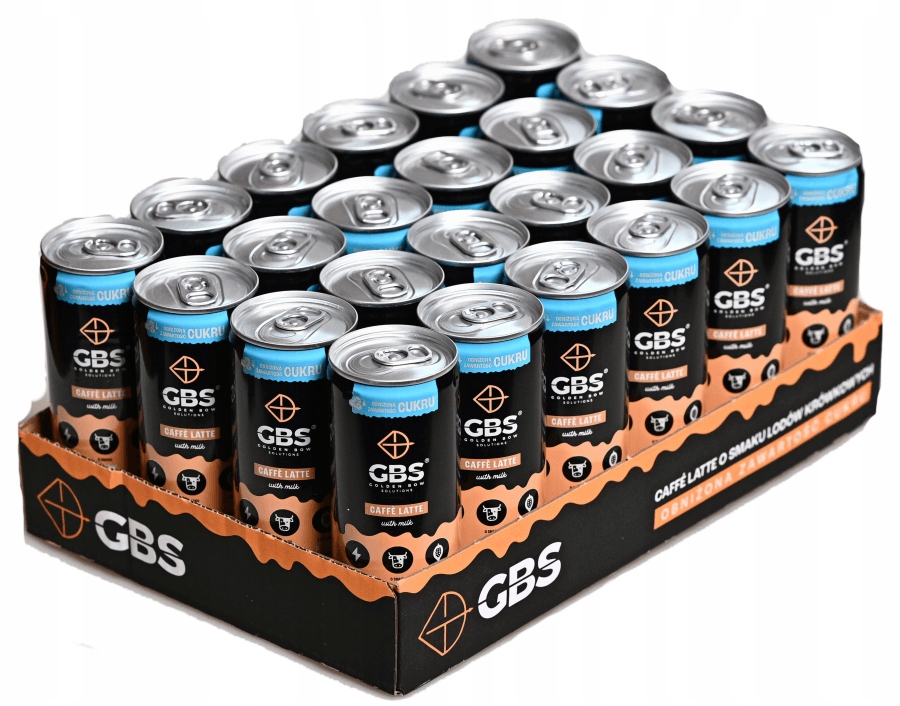 Gbs Caffe Latte smak Lody Krówkowe 24x250ml napój kawowy w puszce Zgrzewka