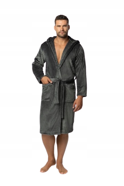 Envie Pánský župan s kapucí Felix flanel fleece tmavě šedý XL/XXL