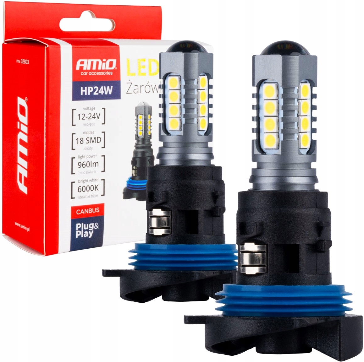 Żarówka Żarówki Led HP24W Led Canbus 12V 24V 18SMD 6000K Białe Mocne