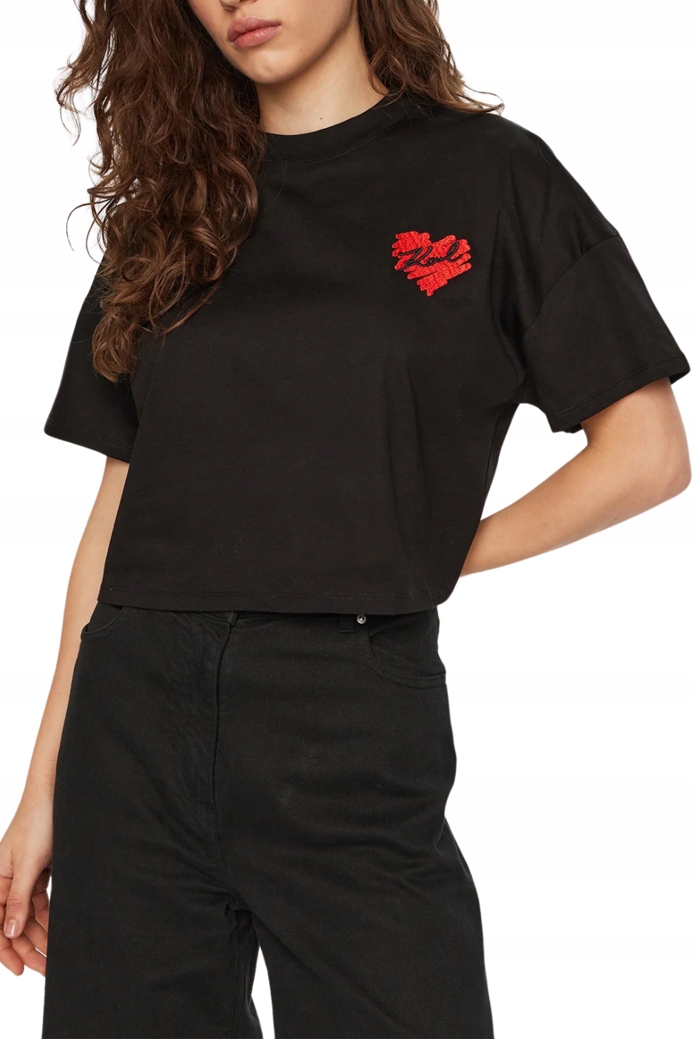 Karl Lagerfeld Černý dámský top Hearts Cropped M