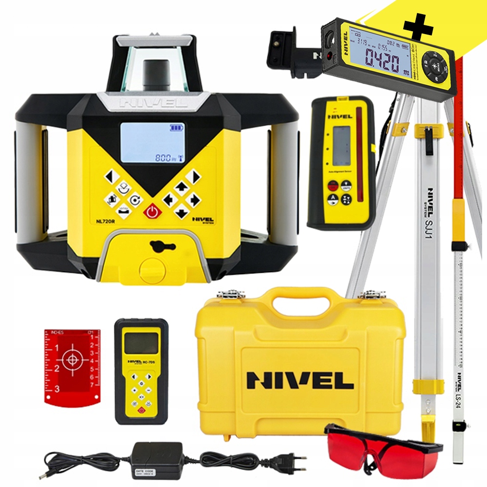 Nivel System Niwelator Laserowy NL720R+STATYW+ŁATA+DALMIERZ Hdm
