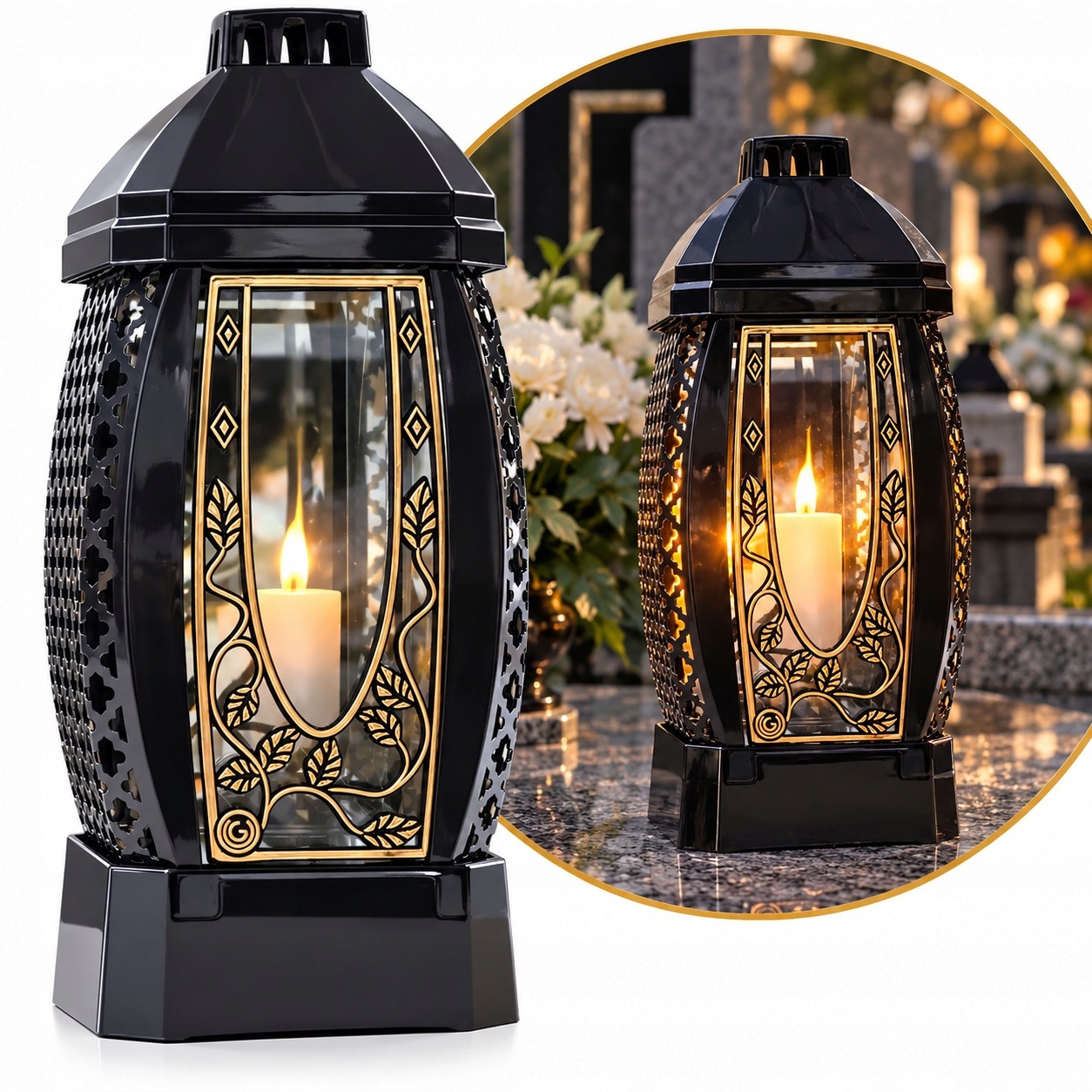 Hřbitovní Svíčka Na Hrob Velká, Elegantní, Masivní, Ozdobná