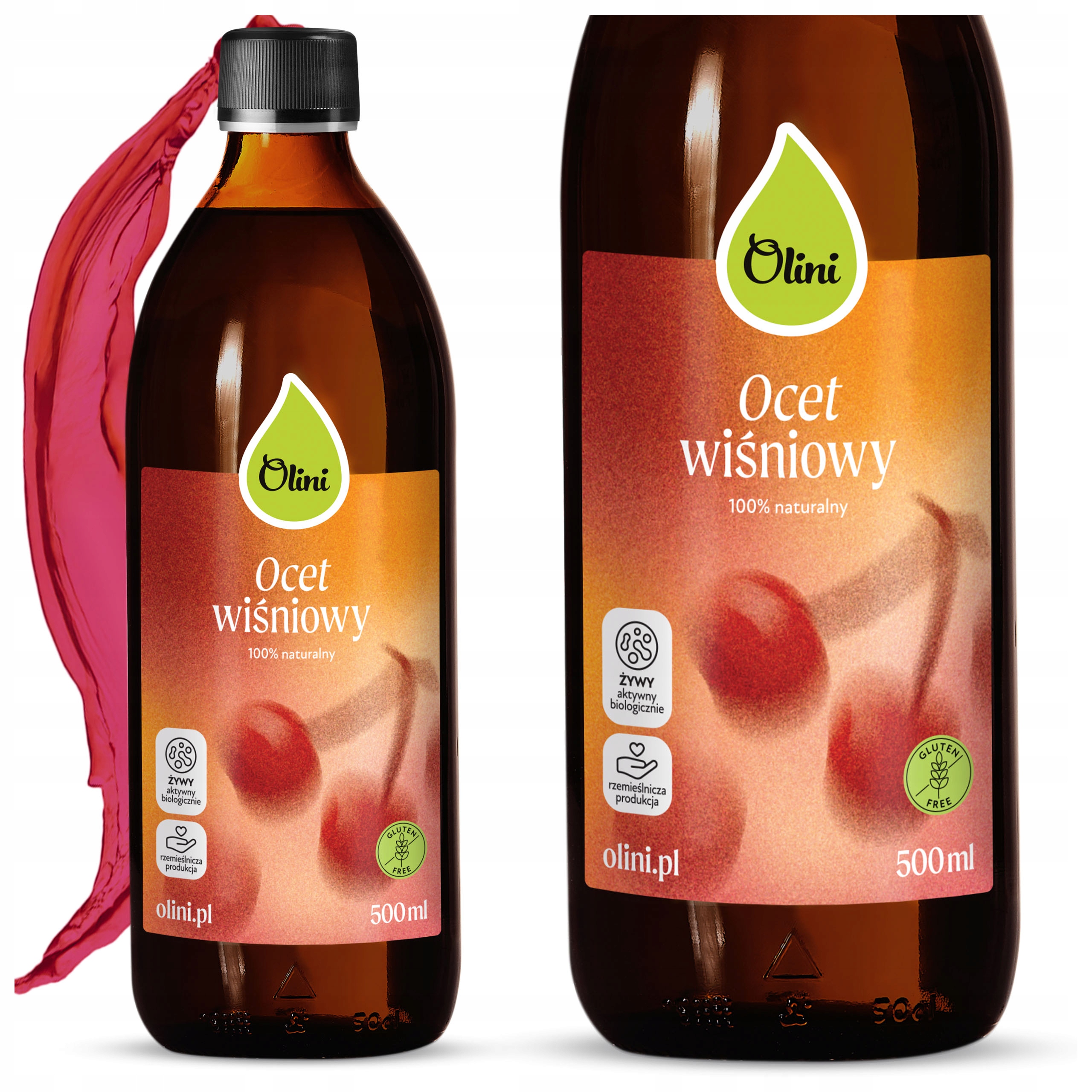 Třešňový ocet 100% přírodní nefiltrovaný nepasterizovaný Olini 500 ml