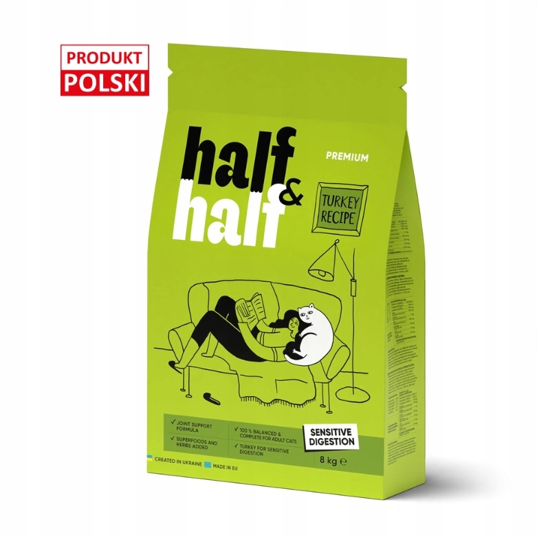 Half&amp;Half „Sensitive digestion“ suché krmivo pro dospělé kočky, 8 kg
