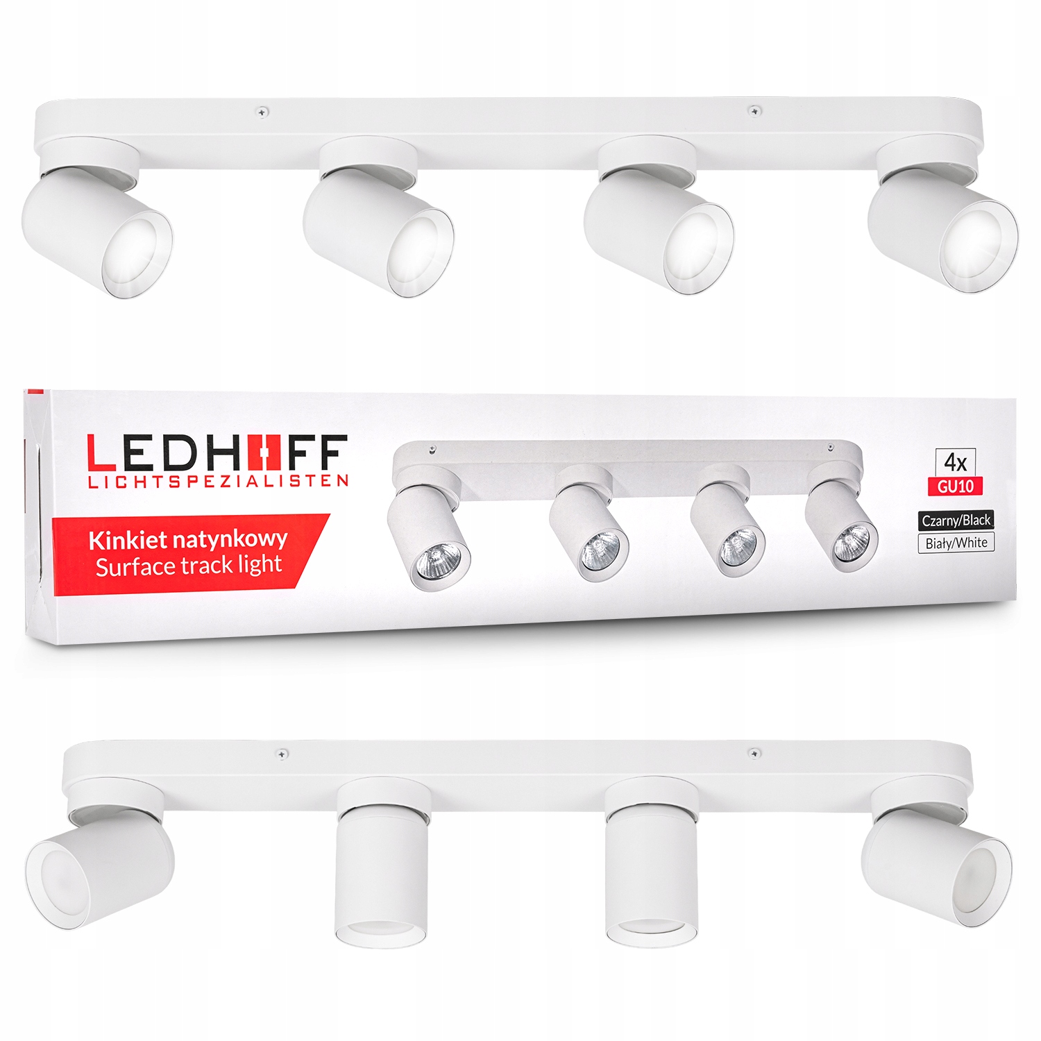 Lampa Sufitowa kinkiet ścienny Spot oprawa halogenowa 4xGU10 Biała ruchoma