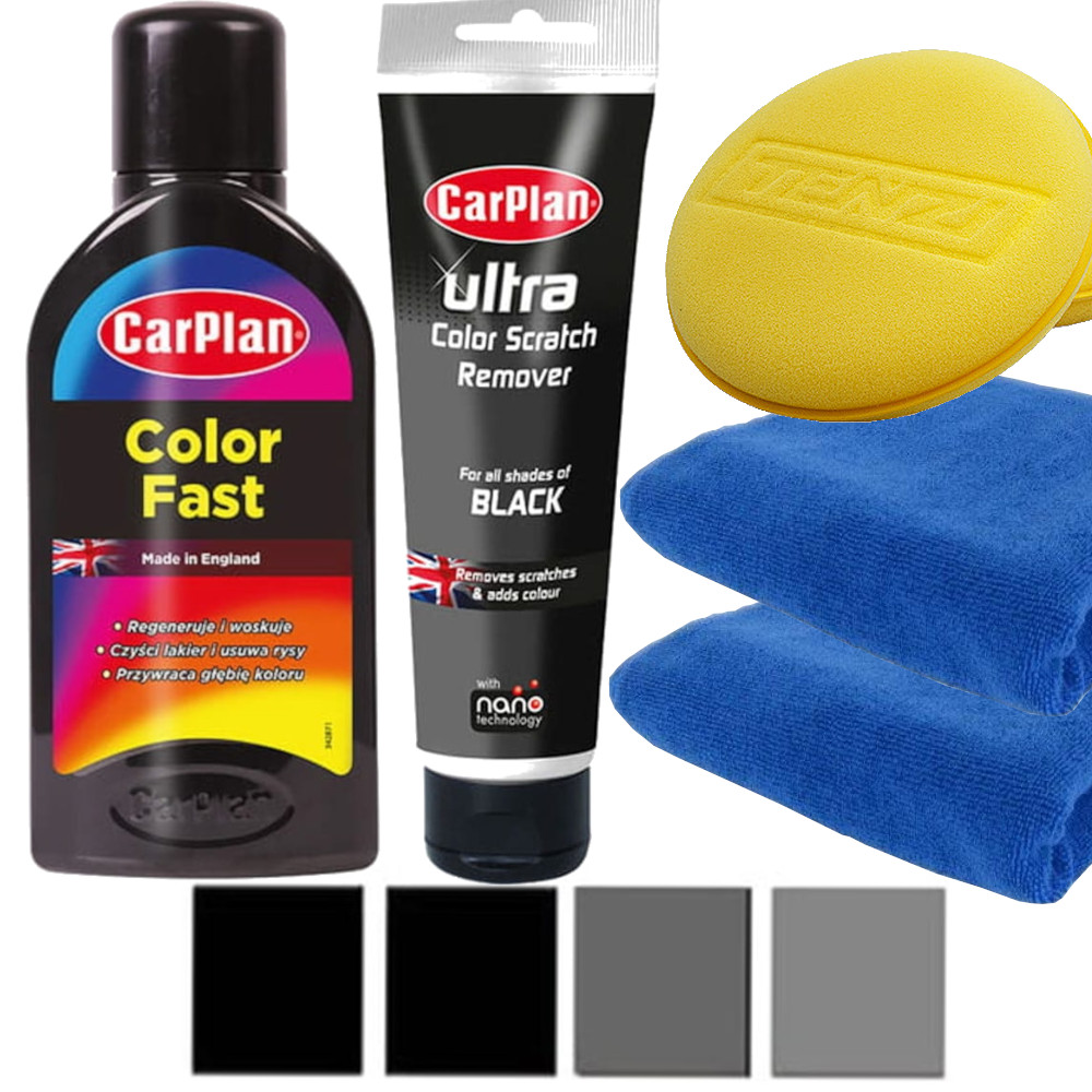 Zestaw do pielęgnacji lakieru CarPlan czarny 3w1 z pastą polerską i woskiem