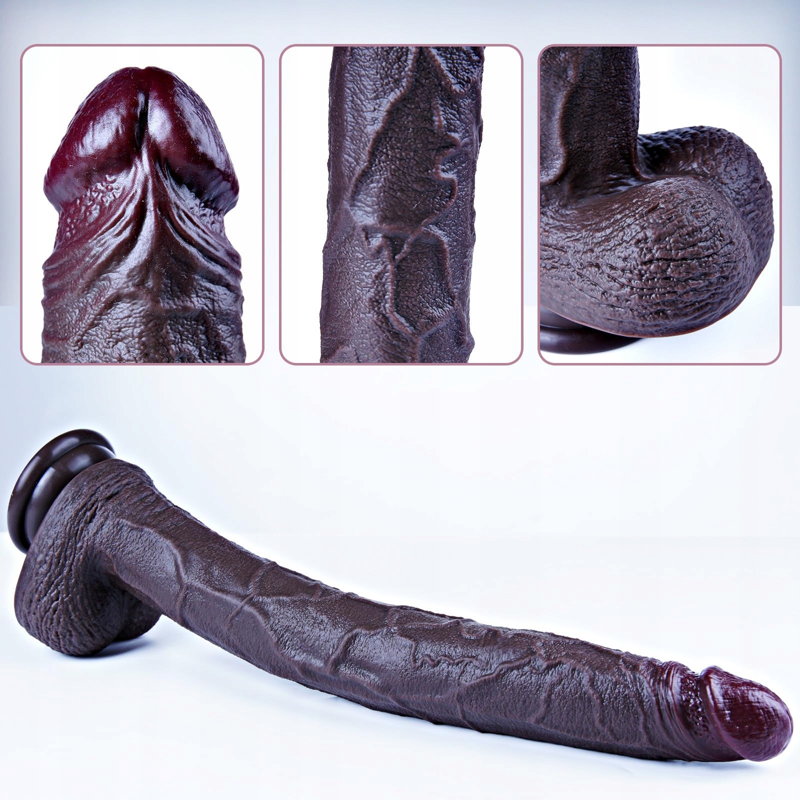 XXLTOYS Dildo 42cm Czarny Realistyczny Silikonowy Z Mocną Przyssawką — miniatura 2