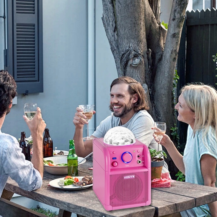 GŁOŚNIK karaoke LED RGB BT 50W bateria+ mikrofon Zasilanie akumulatorowe