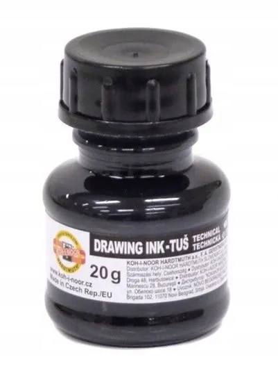 TUSZ KREŚLARSKI CZARNY DO RYSUNKU SZKICOWANIA Pojemność 20 ml