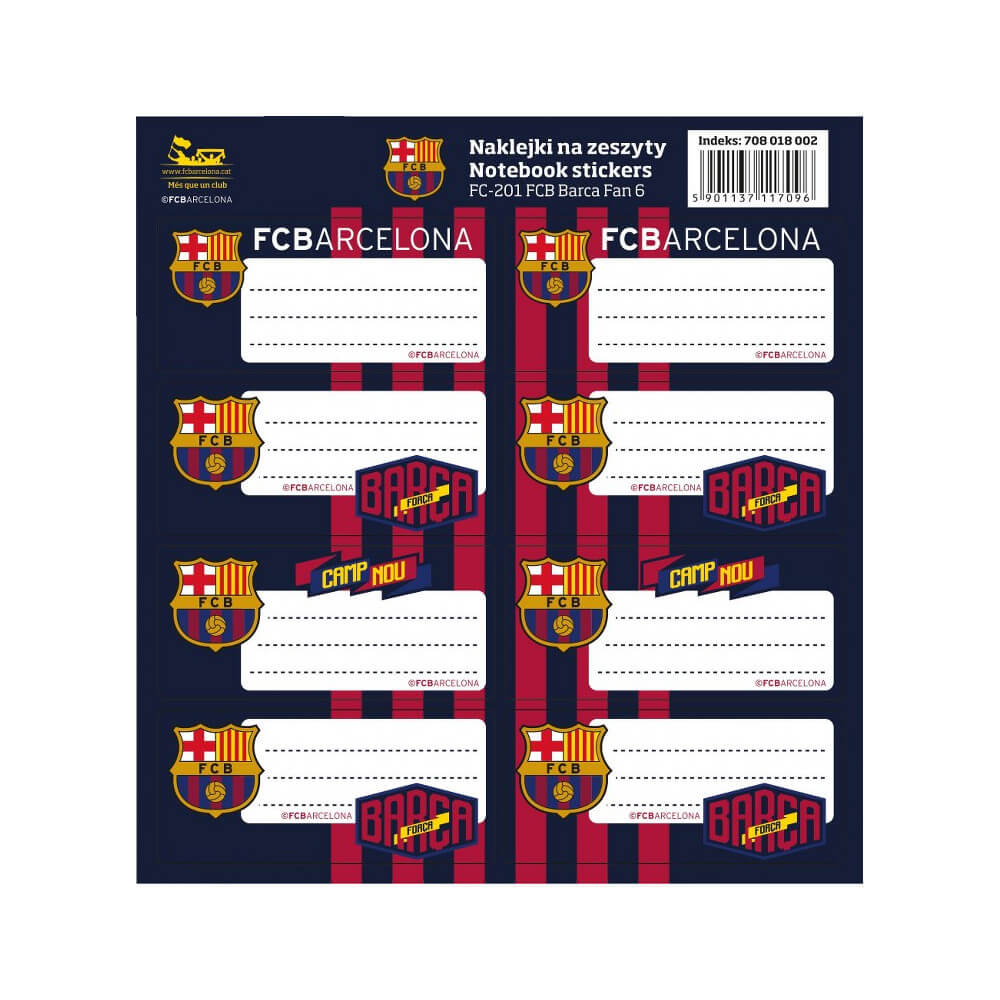 

Naklejki na zeszyty podręczniki 8szt Fc Barcelona