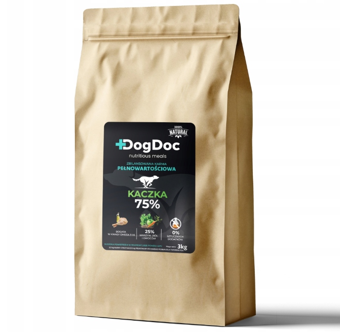 DogDoc karma sucha dla psa kaczka 3 kg Ultra Premium 75% miesa