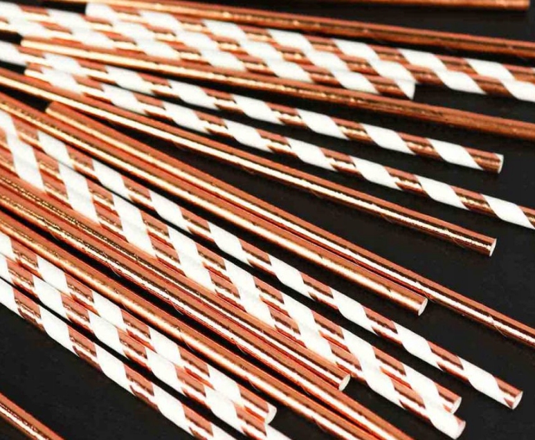 Słomki papierowe różowo złote miks dwóch wzorów 24 Kod producenta PF-RPRZM2