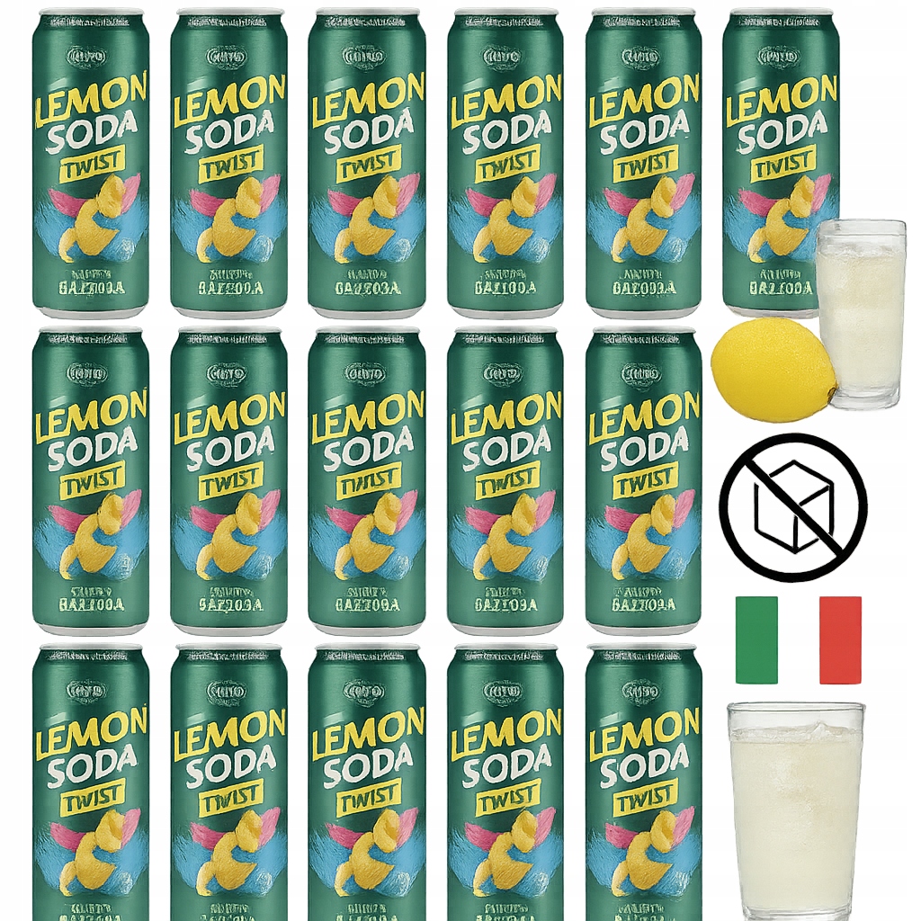 Lemon Soda twist bez cukru 330 ml italská plechovka limonáda