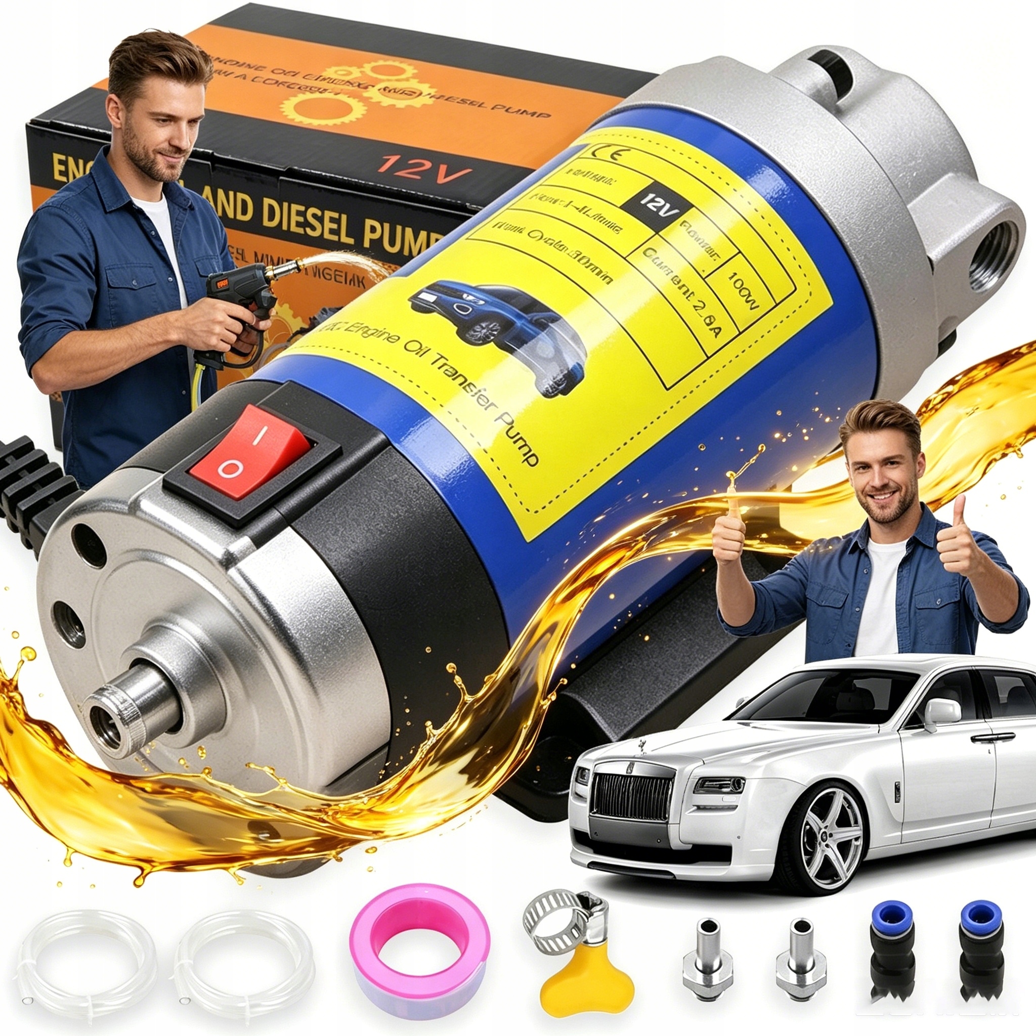 Palivové Čerpadlo 12V 100W Přenosné Pro Naftový Benzín 1-4 L/min