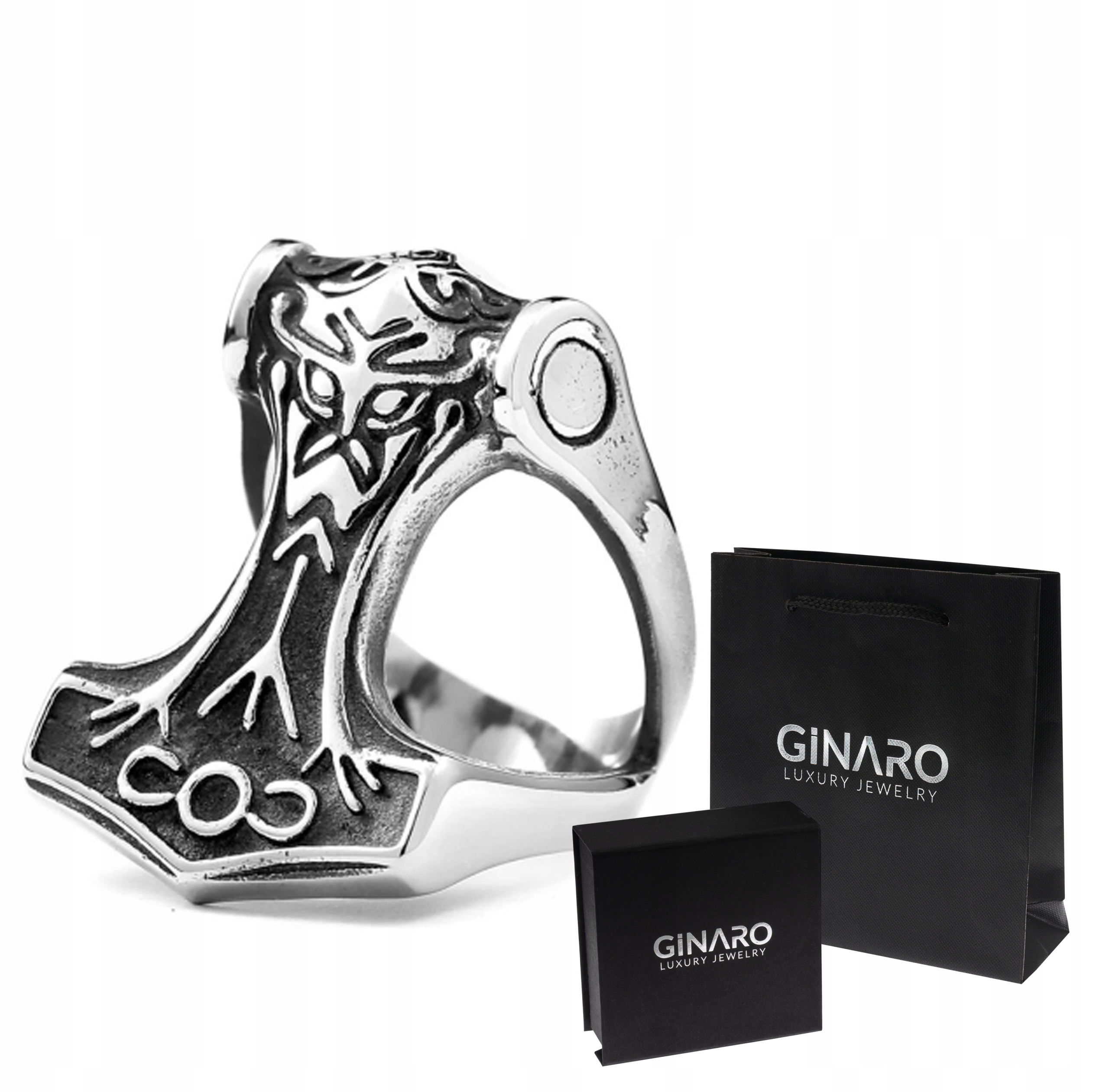 SYGNET OBRĄCZKA WIKINGÓW MŁOT THORA STAL 316L