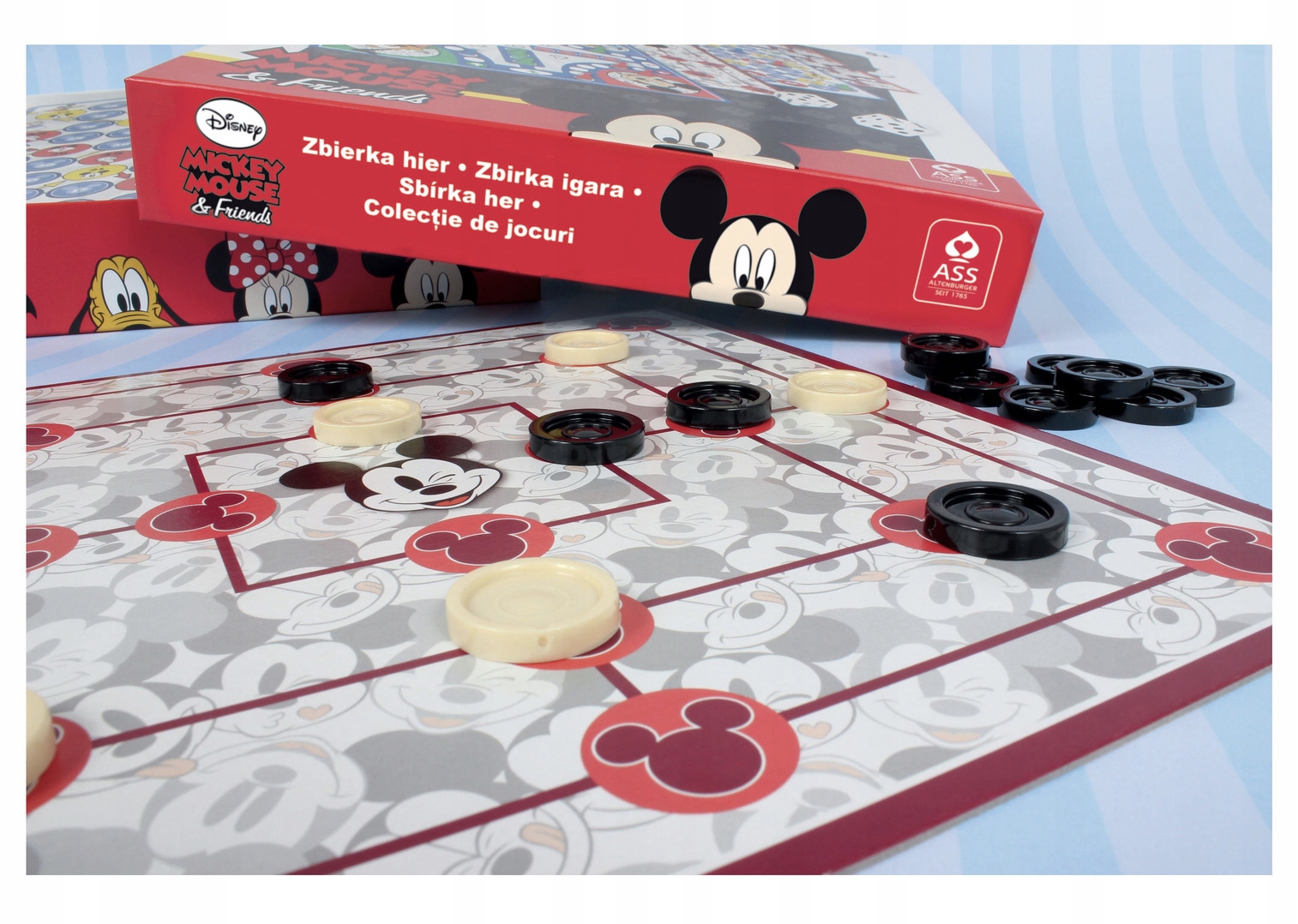 ZESTAW GIER PLANSZOWYCH DISNEY MICKEY MOUSE CHINCZYK WARCABY Minimalna liczba graczy 2