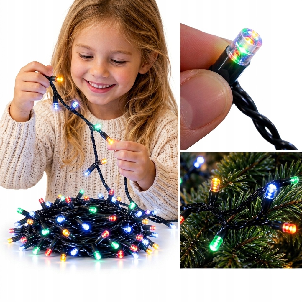 Multicolor Led světelný řetěz 1000 Led, 63 m – pro zahradu, interiér i vánoční stromeček