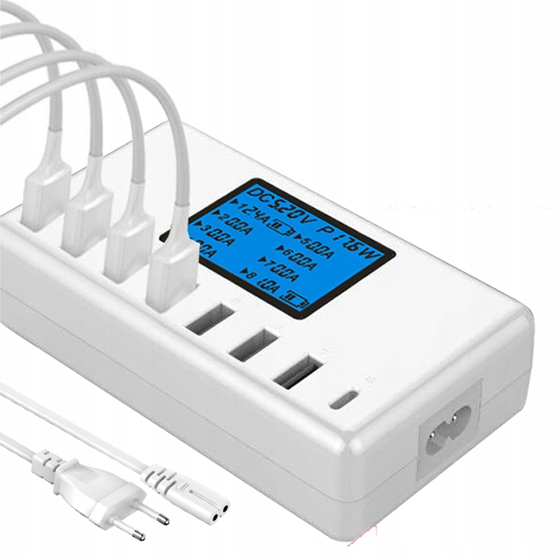 Zasilacz Ładowarka biurkowa 8 Portów Usb 60 W Kabel 1.2m