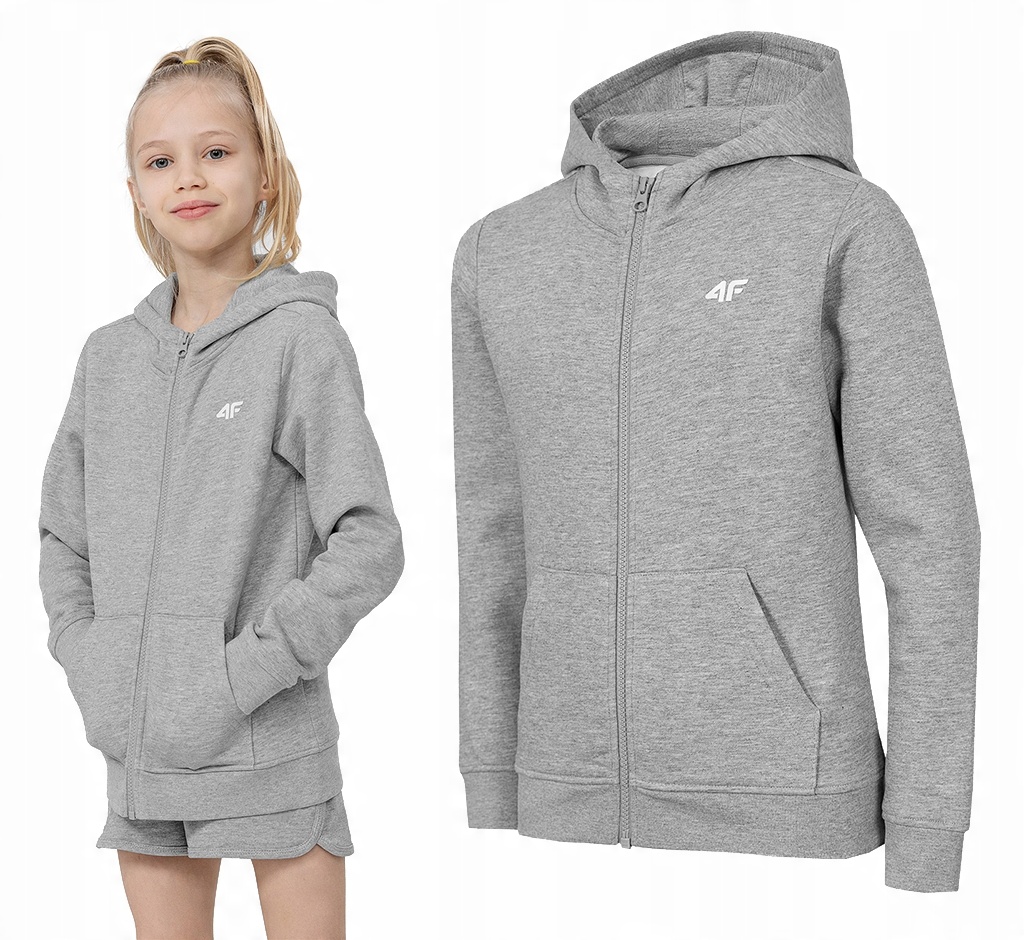 

4F Bluza Dziewczęca Dresowa JBLD001 Szara 122
