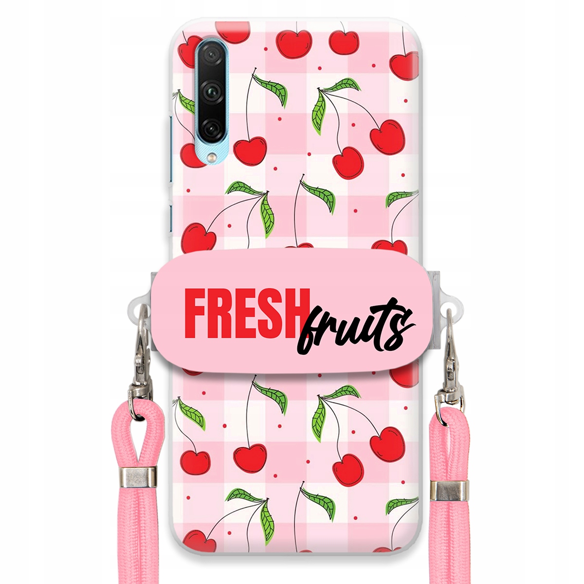 Pouzdro pro Huawei Honor 30i Pouzdro Držák Šňůrka Růžová Fresh Fruits Mřížka