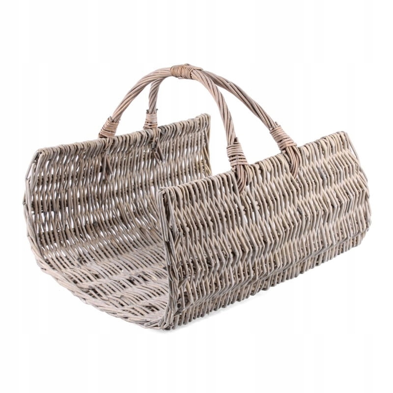 Velký Šedý Proutěný Krbový Koš 46x42x27/40 cm