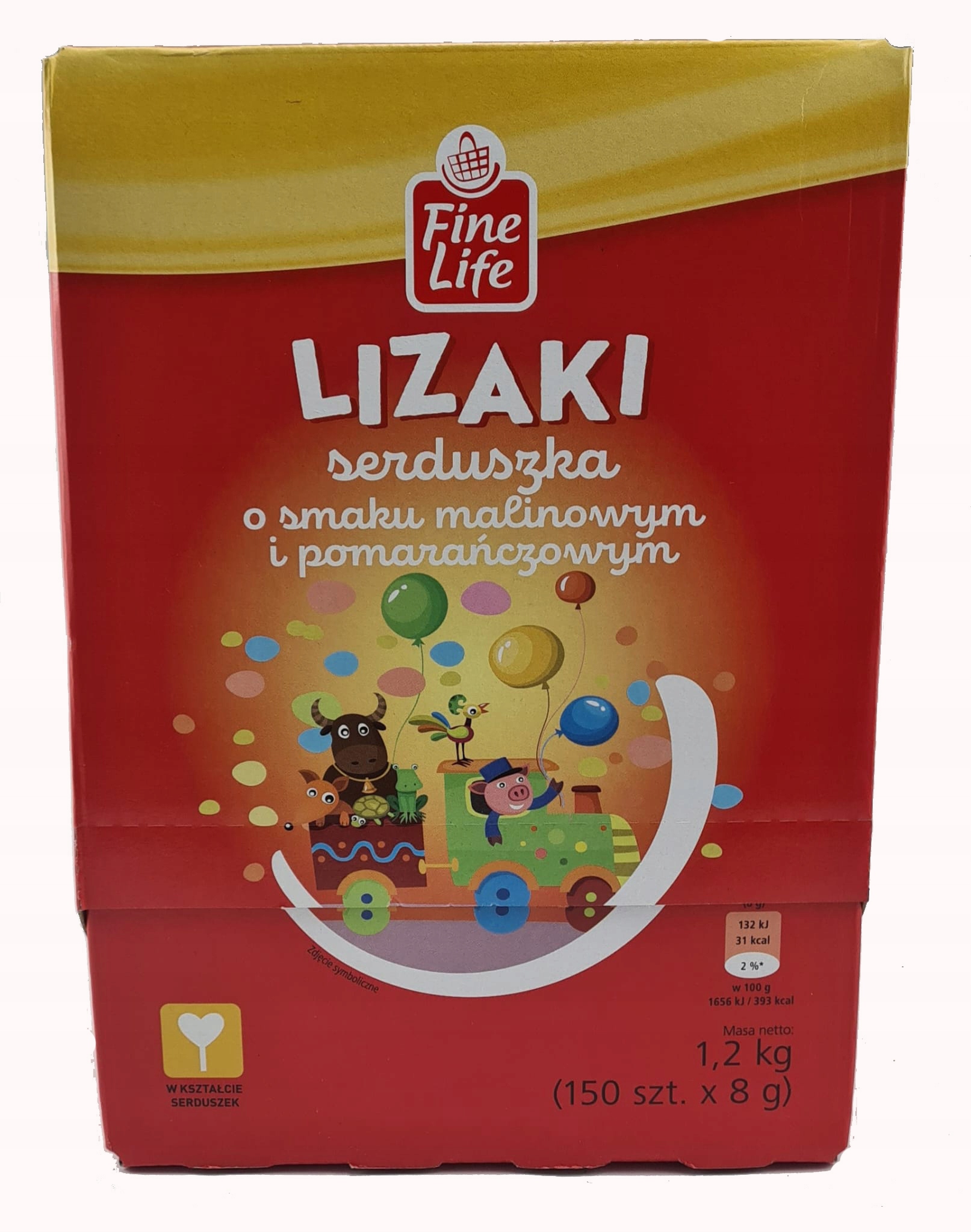 Levně FineLife Lízátka srdíčka s malinovou a pomerančovou příchutí (150 kusů)1,2 kg