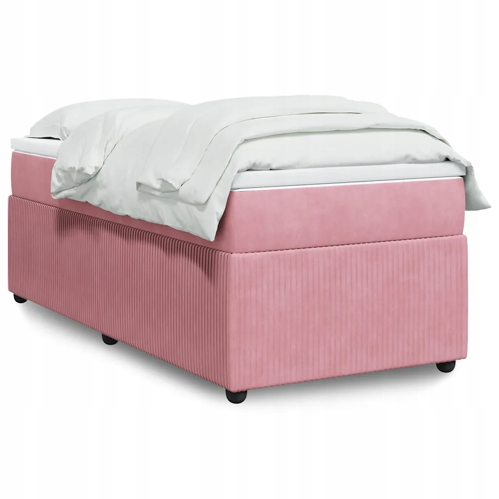 vidaXL Box spring postel s matrací růžová 90x200 cm samet