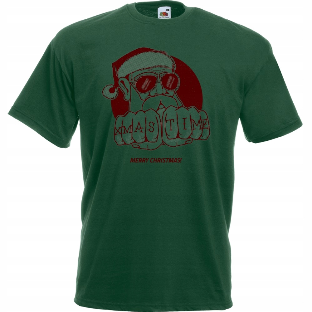 

Koszulka xmas time mikołaj hipster XL butelkowa