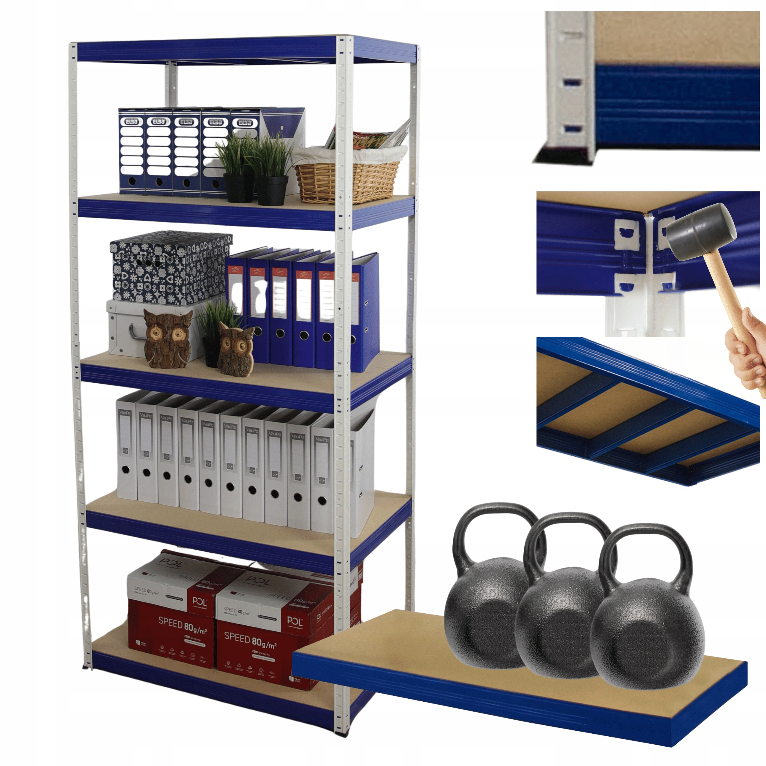 Kovový skladový regál Helios 213x120x60 cm 5Px350 kg 300TYS Komb