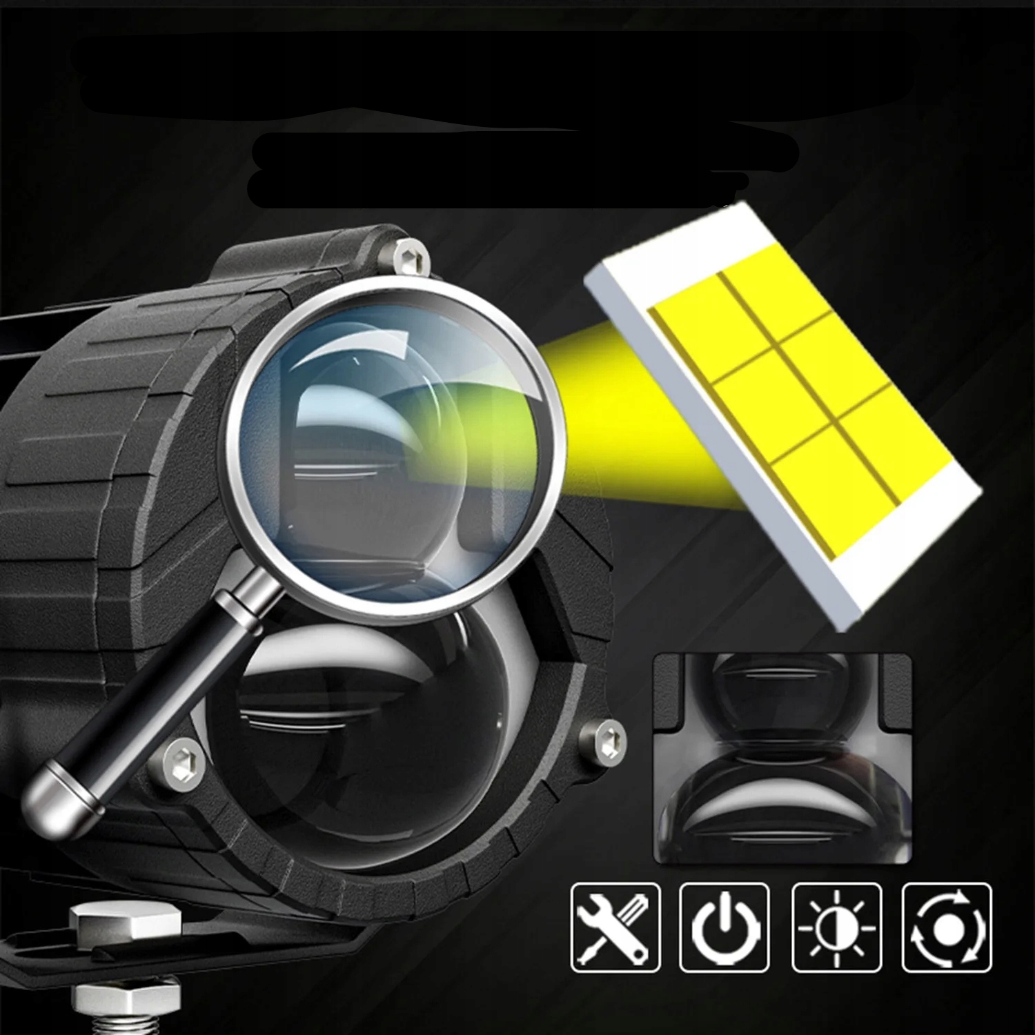 HALOGENY MOTOCYKLOWE LED 6000LM 2 TRYBY LAMPY Producent inny