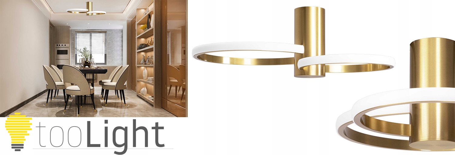 LAMPA SUFITOWA NOWOCZESNA ŻYRANDOL PLAFON LED ZŁOTY LAMPA RING PIERŚCIEŃ Zasilanie sieciowe