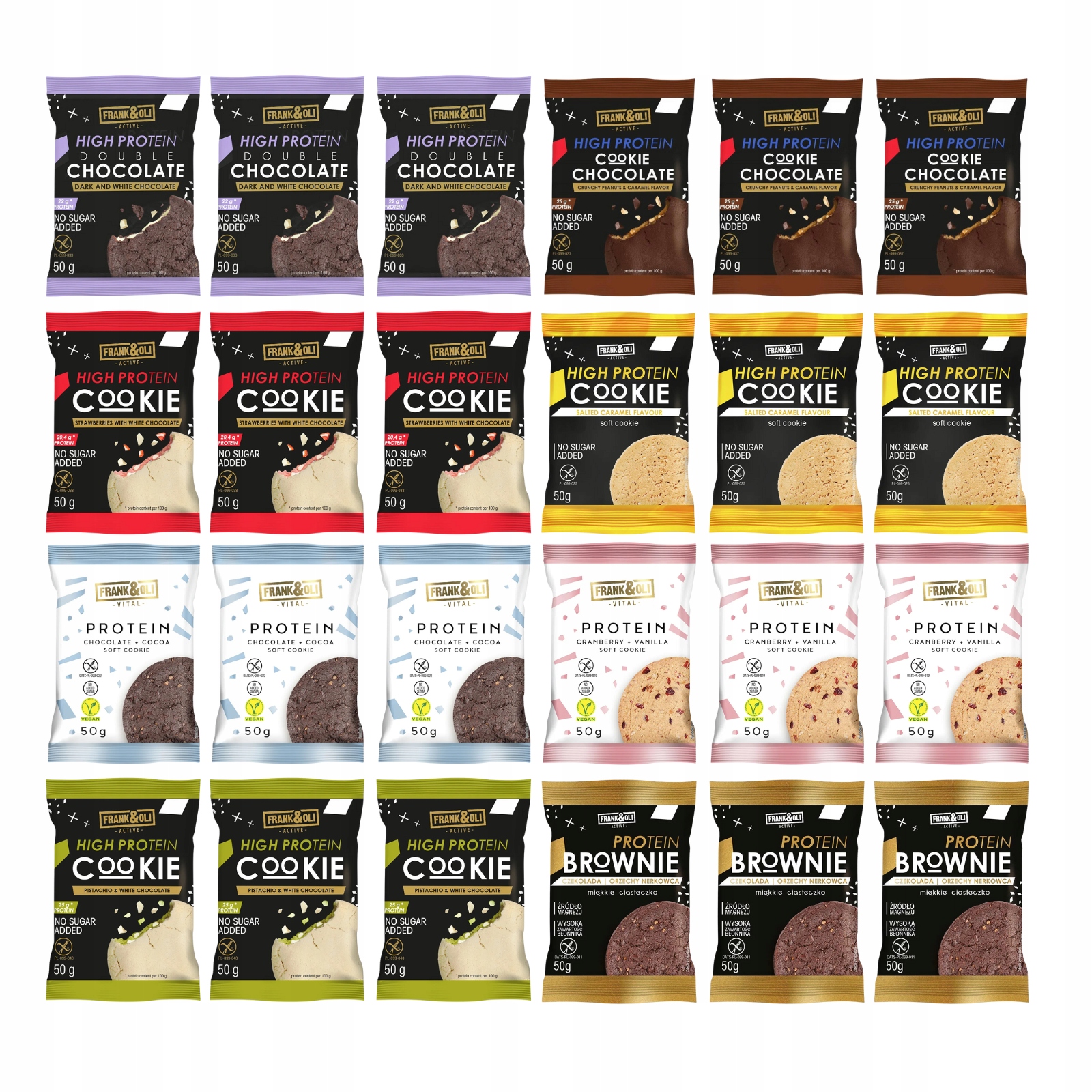 Zestaw ciasteczek proteinowych Frank&Oli MIX smaków 24 szt.