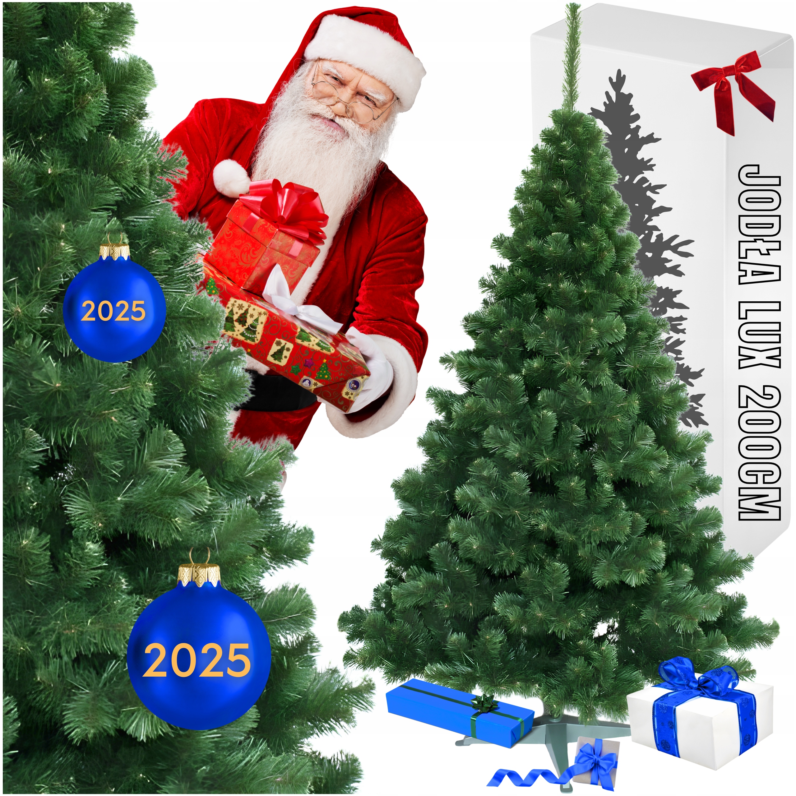 Umělý Vánoční Stromeček Jedle Jako Živá 200 CM Zelená Hustá Stojan Pod Stromek XXL