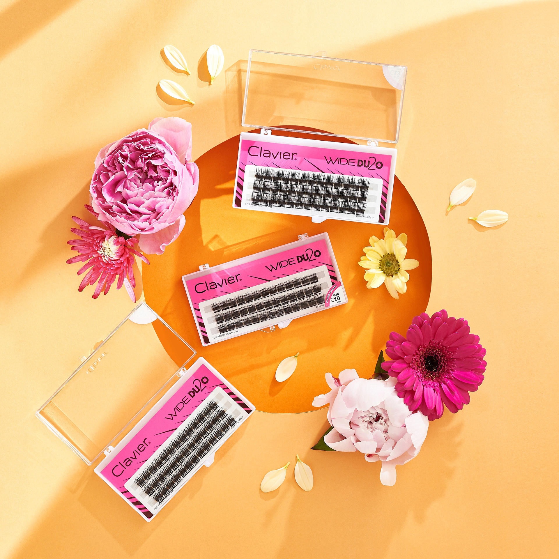 Kępki Rzęs Clavier WIDE Du2o mini paski 10/12/14mm Skręt C (mocny)