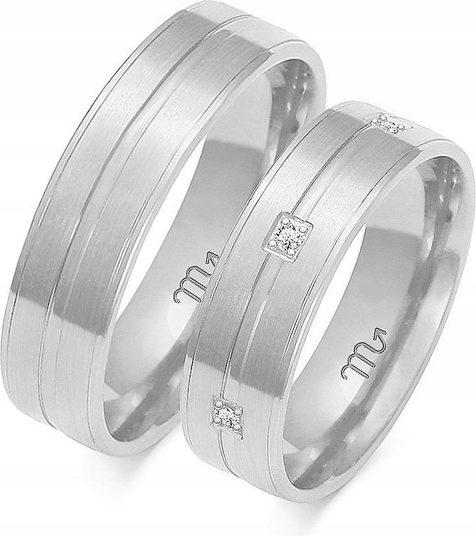 Snubní prsten z bílého zlata 14K 585, velikost 23 24 25, módní svatební kolekce