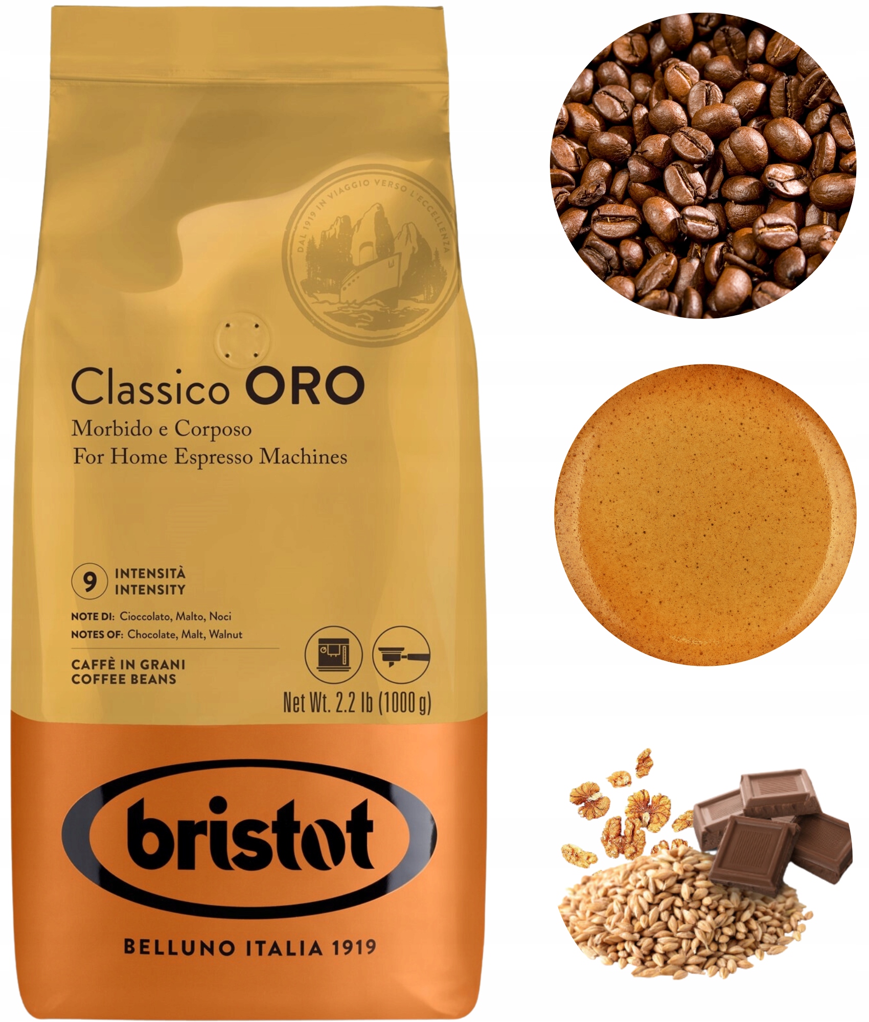Levně Bristot Classico Oro káva černá intenzivní káva 1 kg