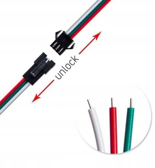 JST-SM 3Pin złącze do taśm LED Adresowalnych aRGB Typ Gniazda przyłączeniowe