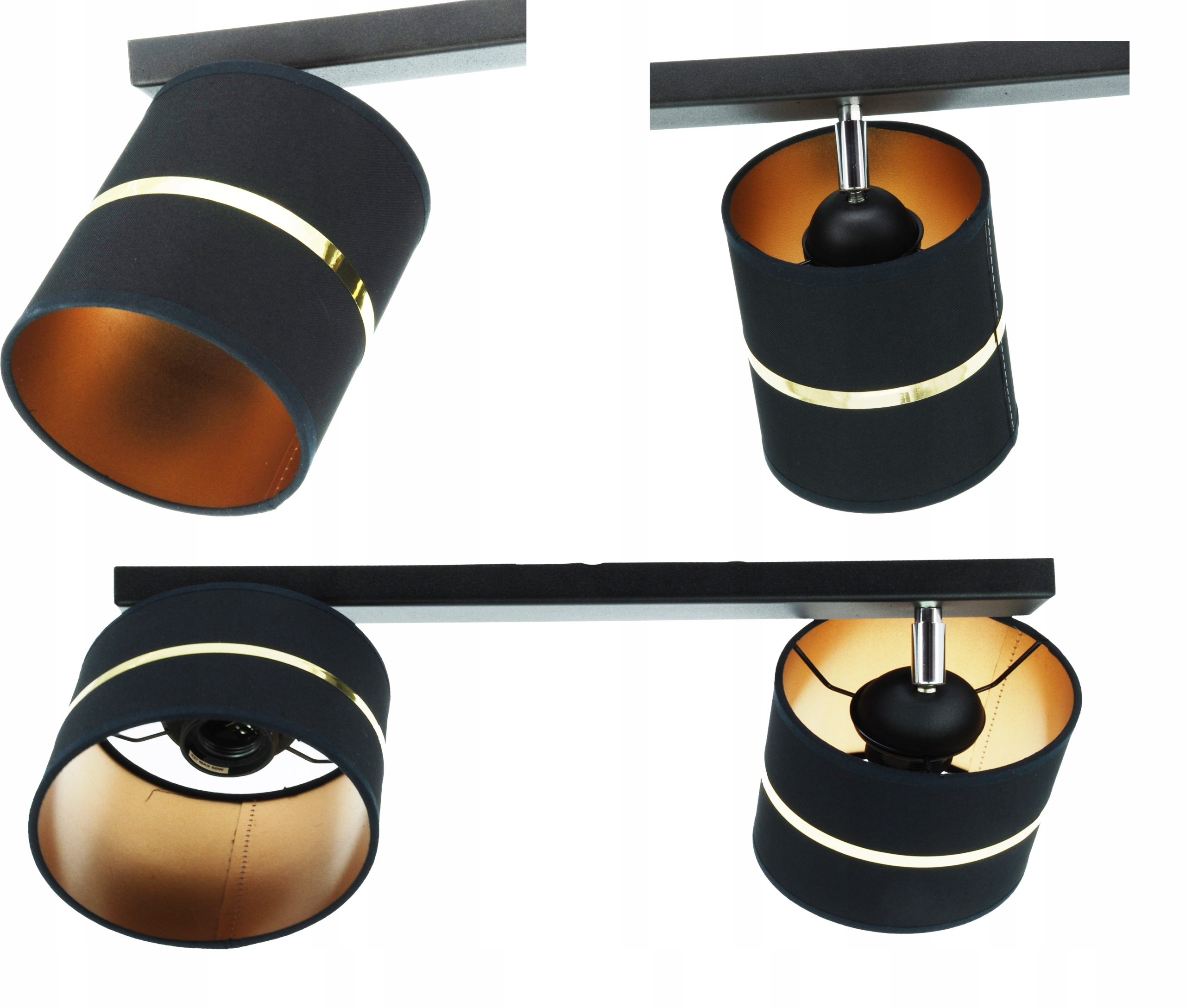 Moderní závěsná stropní lampa stropní svítidlo černo-zlatá, stínidlo 20 cm, Led Nová