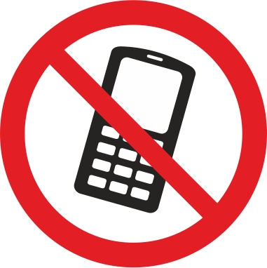 Zakaz Używania Telefonów - Naklejka foliowa fi5cm