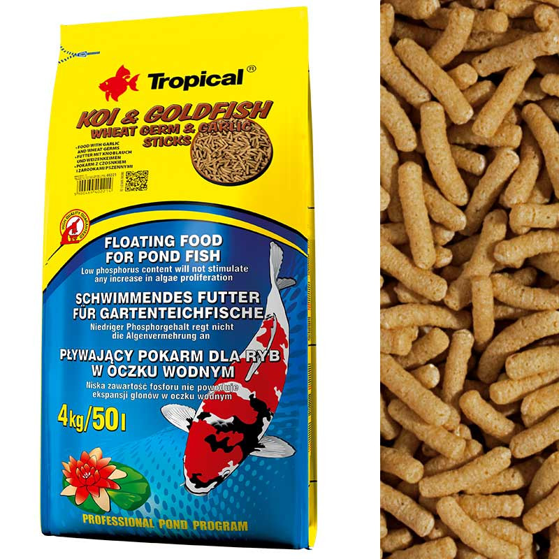Tropical Koi Goldfish Wheat Germ Garlic Sticks 50L
